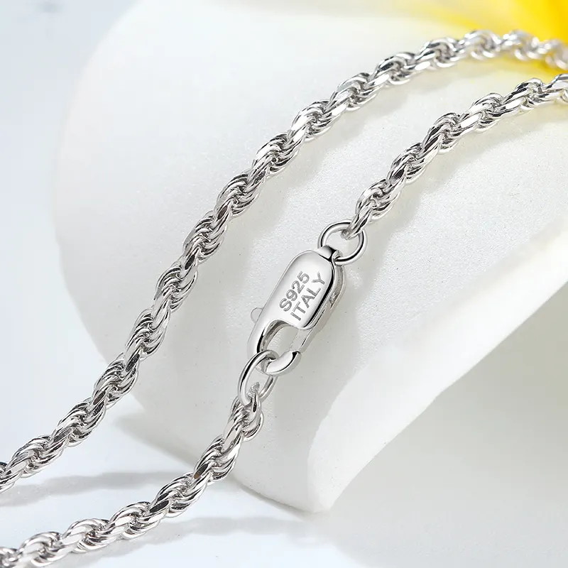 SC29-1.5 RINNTIN Supplies Jewelry Making Italian 925 Sterling Silver 1.5mm Diamond-Cut Rope Chain Necklace for Women Men