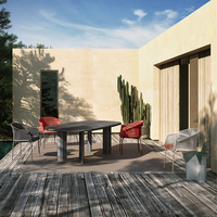 Ensemble de mobilier d'extérieur en corde tressée Teslin, imperméable, avec chaise longue, chaise de loisirs et table, structure en aluminium, pour patio, hôtel et cour.