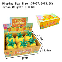 Vente en gros transfrontalière : Jouets de décompression musicaux à pétrir en caoutchouc souple TPR, en forme d'ananas géant, à rebond lent, avec effet de simulation de fruit