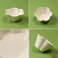 Composteerbare wegwerp schaaltjes van suikerrietbagasse, bloeivormig, klein, voor ijs, fruitsalade, dessert, voorgerecht, catering