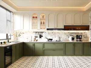 L'usine de conception d'armoires de haute qualité fournit des armoires de cuisine à stockage élevé de style crème sans cadre laqué clair. - Product Image 4