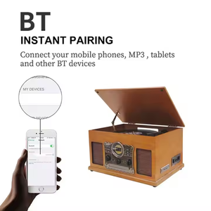 Tocadiscos Retro de Madera SZHFJCTH, Fonógrafo Hi-Fi de Tres Velocidades con Reproductor de Casete - Product Image 4