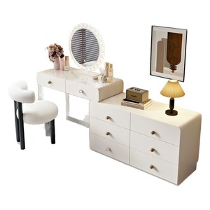 Tavolo da Trucco e Toeletta in Legno Massello <span class=keywords><strong>Stile</strong></span> Crema Usato <span class=keywords><strong>con</strong></span> Mobile Contenitore Integrato per Camera da Letto - Product Image 5