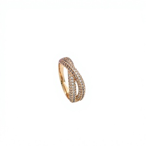 LISAJEWELLERS Imitation Rhodium Plated Brass <b>Ring</b> Luxury Crossover Micro Pave Square CZ Twisted <b>Statement</b> Wedding Finger <b>Ring</b> - Product Image 3