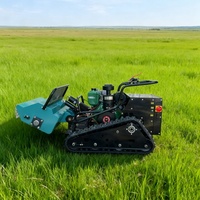 Mesin Pemotong Rumput Robot Tenaga Diesel 4-Tak Tipe Flail, Kendali Jarak Jauh, Kelas Industri, DIY, Self Propelled, Zero Rotation