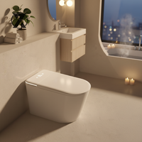 Offre Spéciale – Toilette Intelligente Automatique avec Bidet Intégré en Céramique, Fixation au Sol, Rond, S-trap, Télécommande Incluse