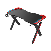 En forme de X 120 cm noir Cool e-sports Gamer bureau avec lumières LED RVB en gros personnalisé PC ordinateur Table de jeu