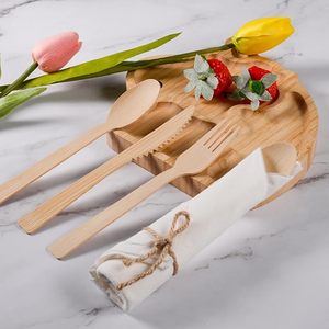 Tùy chỉnh tự nhiên dao kéo gỗ dùng một lần Bộ đồ ăn tre bao gồm muỗng nĩa dao Sản xuất tại Trung Quốc - Product Image 4