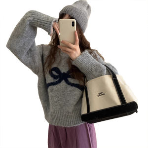 Pull à col rond pour femme, style nouveau, haut de gamme, personnalisable, style décontracté, haut ample, tricot à manches longues pour femme - Product Image 3