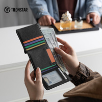 TILONSTAR Dompet Kulit Asli RFID Kapasitas Besar Tipis dengan Logo Kustom Grosir untuk Wanita Hadiah Perusahaan