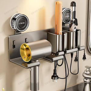 Support mural moderne pour sèche-cheveux à ventouse Blue Vine, 3-3,9 pouces, gain de place, organisateur mural simple - Product Image 5