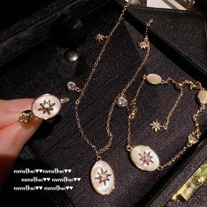 Vintage Hammergrain Meteite Collana di pietre preziose Collana <span class=keywords><strong>Bracciale</strong></span> Fritillaria Catene di Perle Zircone a Forma di Fiore - Product Image 1