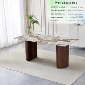 Table à manger en céramique <span class=keywords><strong>OKAY</strong></span>, plateau en pierre, design italien, grande capacité, éléments robustes, table moderne en pierre frittée - Product Image 1