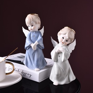 Poco Carino Bianco di Ceramica Statua di Angelo Cherubino Statua con Halos e Le <span class=keywords><strong>Ali</strong></span> - Product Image 4