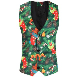 Autumn Winter New <strong>Men's</strong> <strong>Christmas</strong> Print Plus Size Slim Fit Casual Suit <strong>Waistcoat</strong> Vest Gilet Tops Outwear Clothing - Product Image 6