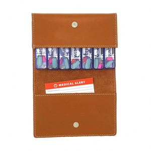 Organisateur de pilules extra large, étui à pilules en cuir de voyage, porte-monnaie, boîte à pilules en plastique pour 7 jours - Product Image 3