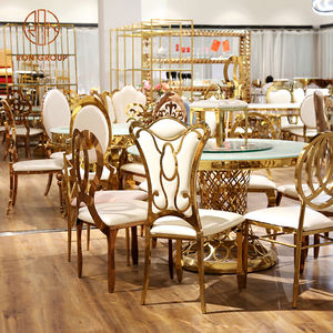 Vente en gros, prix bon marché, meubles de <span class=keywords><strong>salle</strong></span> à manger de Banquet de fête moderne en acier inoxydable, Center doré, gâteau circulaire rond, Table de mariage - Product Image 5