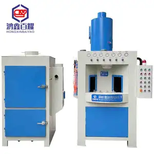Small automatic turntable sandblasting machine for removing oil and rust
