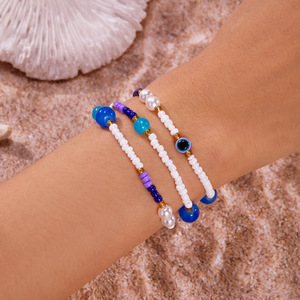 Moda bohemio vacaciones estilo diablo ojo tobillera conjunto diseño sentido redondo cuentas ojos múltiples capas apiladas tobillera - Product Image 4