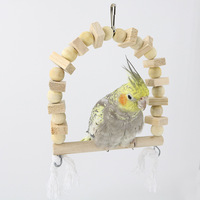 Anneau de jouet d'oiseau de balançoire en bois massif fournitures de jouet de perroquet accessoires de cage à oiseaux