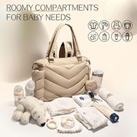 Sac post-partum fourre-tout à couches en polyester à grille losange avec poche à sucette et compartiments isolés