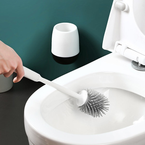 <span class=keywords><strong>Brosse</strong></span> de toilette en silicone TPR écologique noir et <span class=keywords><strong>blanc</strong></span>, accessoires de salle de bain, <span class=keywords><strong>brosse</strong></span> de nettoyage au sol à drainage rapide, fixation murale - Product Image 2
