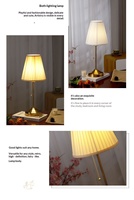Lampu Meja Belajar Kamar Tidur Retro Gaya Amerika Lampu Meja Kreatif Kap Lampu Kain Bunga yang Nyaman Lampu Meja LED yang Dapat Diredupkan