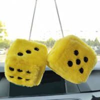 Paire personnalisée de dés en peluche pour voiture, dés en peluche mignons avec des points pour la décoration de voiture