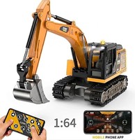EPT 1:64 Vehículo de Construcción de Aleación, Aprendizaje STEM, Programación, Mini Excavadora RC de Alto Rendimiento de 12 Canales