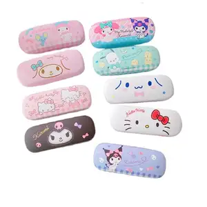 Kawaii Hello Kt Sanrioed Glasses Case Cinnamoroll Kuromi My Melody Cute Cartoon Sunglasses Protect Travel Eyewear Storage Boxs