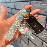 Offre Spéciale – Porte-clés mignon en forme de sucette avec perles à bulles, bouteilles de sable flottant en acrylique, petits ornements de style dessin animé, étanches