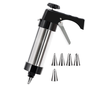 <span class=keywords><strong>Kit</strong></span> <span class=keywords><strong>de</strong></span> presse à biscuits en acier inoxydable pour la pâtisserie avec 13 disques et 8 embouts pour la création <span class=keywords><strong>de</strong></span> biscuits Spritz - Product Image 1