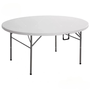 Table ronde pliante en plastique blanc <span class=keywords><strong>disponible</strong></span> pour les événements extérieurs, les mariages décontractés, les banquets et les fêtes - Product Image 1