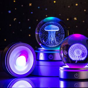 Boule de cristal gravée au laser 3D, globe planétaire du système solaire avec interrupteur tactile, lumière LED, cadeau de veilleuse d'astronomie inspirée de l'anime - Product Image 2
