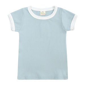 Nouveauté été, ensembles pour bébés et enfants, t-shirt assorti, couleur unie, coton côtelé, ensemble de vêtements pour nourrissons et tout-petits, 2 pièces - Product Image 5