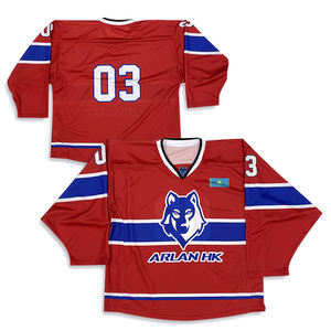 เสื้อเจอร์ซีย์ฮ็อกกี้น้ำแข็งพิมพ์ซับลิเมชันสีแดงทีมมืออาชีพ - Product Image 1