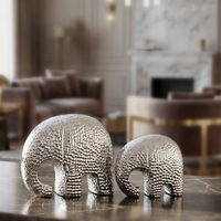 Lot de Figurines d'Éléphants Modernes en Céramique Dorée et Argentée, Porte-Bonheur pour la Décoration Intérieure