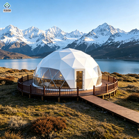 Tente de camping en plein air pour 4 à 6 personnes, tente géodésique de 8 m, tente de luxe pour le glamping avec salle de bain