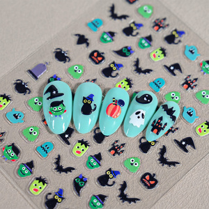 5D Halloween Nail Sticker Self-Adhesive Nail <strong>Decals</strong> Cute Ghost Skull Spider Web Bat Pumpkin Nail Decorations <strong>Decals</strong> - Product Image 5