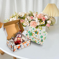 Boîte d'expédition en carton ondulé imprimée en couleur avec motif floral, boîte d'emballage personnalisée pour l'expédition