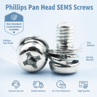 Vis SEMS à tête cylindrique Phillips M3 M4 M5 de haute précision avec rondelle plate pour l'électronique grand public, fabriquées en Chine