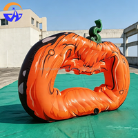 Cadre de photomaton gonflable géant en forme de citrouille effrayante pour Halloween, idéal pour la décoration de jardin, pelouse, fête ou événement, avec souffleur inclus