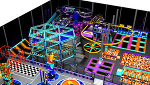 Parque Infantil Interior Grande con Laberinto de Aventuras, Circuito de Obstáculos de Gran Altura, Zona de Aventuras con Trampolín y Autos de Choque - Product Image 2