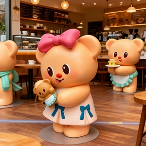 CS231 Fiberglass Unique Cartoon Rabbit Statue Resin Craft for Cultural Space <b>Ornament</b> Big Size Animal Sculpture with Red Heart - Product Image 5