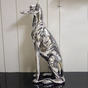 Offre Spéciale Figurines d'animaux en fibre <span class=keywords><strong>de</strong></span> verre en résine grandeur nature moderne Statue <span class=keywords><strong>de</strong></span> <span class=keywords><strong>chien</strong></span> lévrier géant chromé peint à la main artistique - Product Image 1