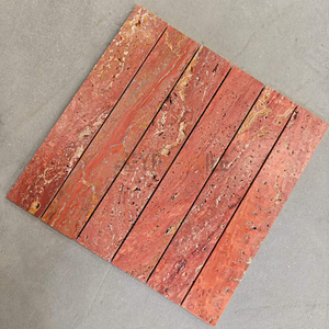 Mosaico de Travertino de Lava Volcánica Negra Natural, Diseño Moderno, Resistente al Agua, con Franjas Acordonadas - Product Image 5