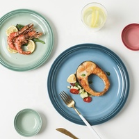 Assiette en porcelaine pour Steak nordique rose, assiette ronde en céramique, grès, Dessert, vaisselle, assiette à gâteau