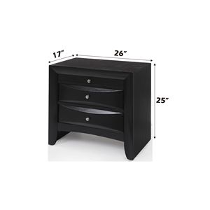 Mesita de noche DB Ireland con acabado negro, muebles para el hogar de estilo minimalista antiguo, almacenamiento extensible para uso en dormitorio y apartamento - Product Image 2