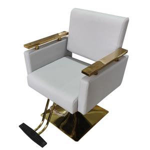 Salon de beauté et de coiffure, équipement et mobilier d'époque pour femmes, chaises de salon de coiffure, chaise de barbier en métal, siège en cuir, acier - Product Image 1