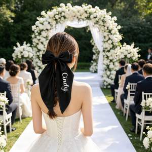 Pinza para el pelo con lazo de cinta personalizada, pinzas de lazo para novias, horquilla de cola larga, accesorios para el cabello de mujer, recuerdos de boda - Product Image 2